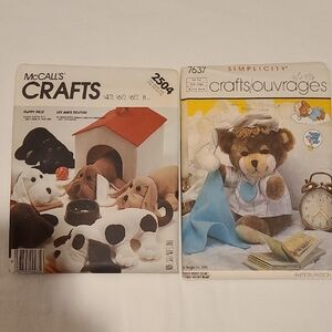 Puppy Pals Dog Teddy Beddy Bear Sewing Patterns 2504 7637 McCalls Stuffed